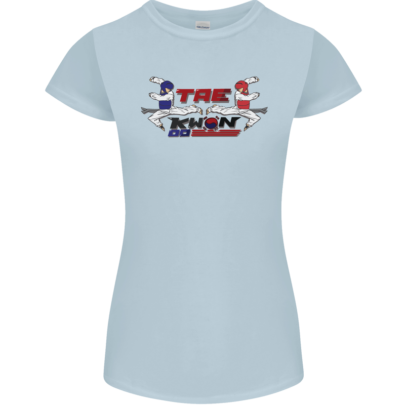 Taekwondo Fighter Mixed Martial Arts MMA Womens Petite Cut T-Shirt Light Blue