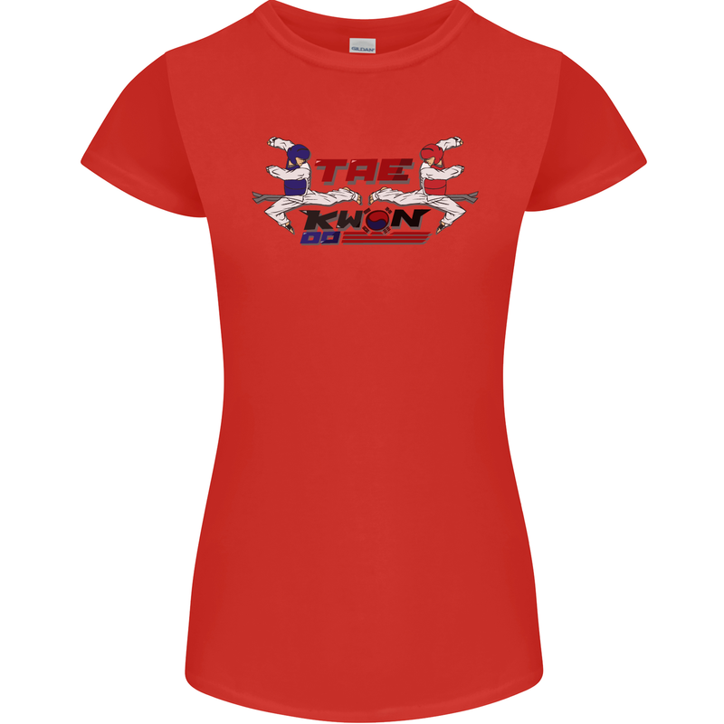 Taekwondo Fighter Mixed Martial Arts MMA Womens Petite Cut T-Shirt Red