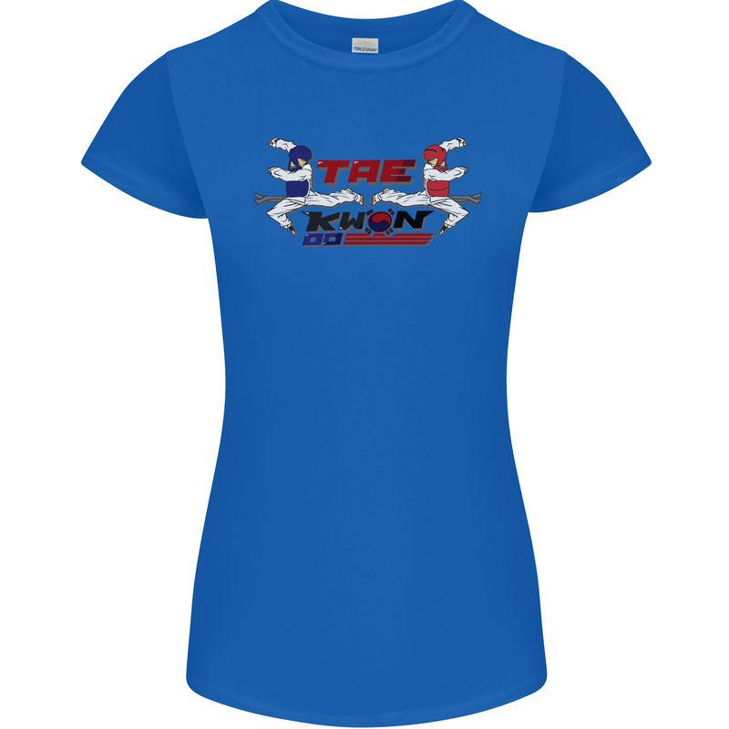 Taekwondo Fighter Mixed Martial Arts MMA Womens Petite Cut T-Shirt Royal Blue
