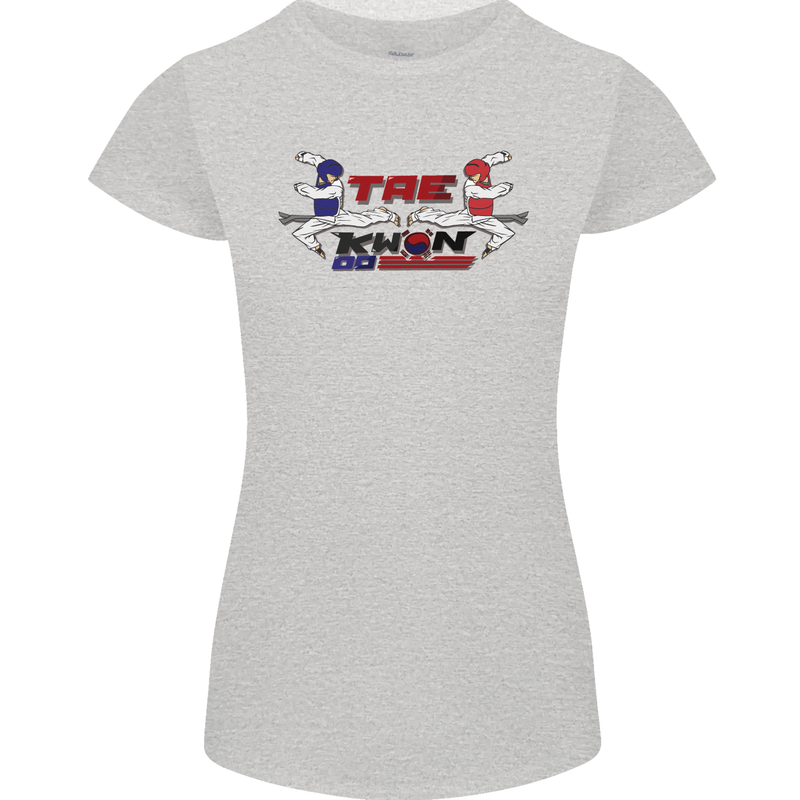 Taekwondo Fighter Mixed Martial Arts MMA Womens Petite Cut T-Shirt Sports Grey