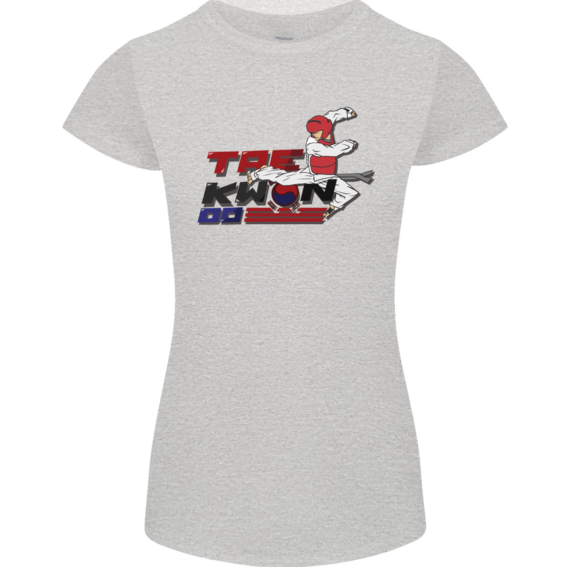 Taekwondo Fighter Mixed Martial Arts MMA Womens Petite Cut T-Shirt Sports Grey