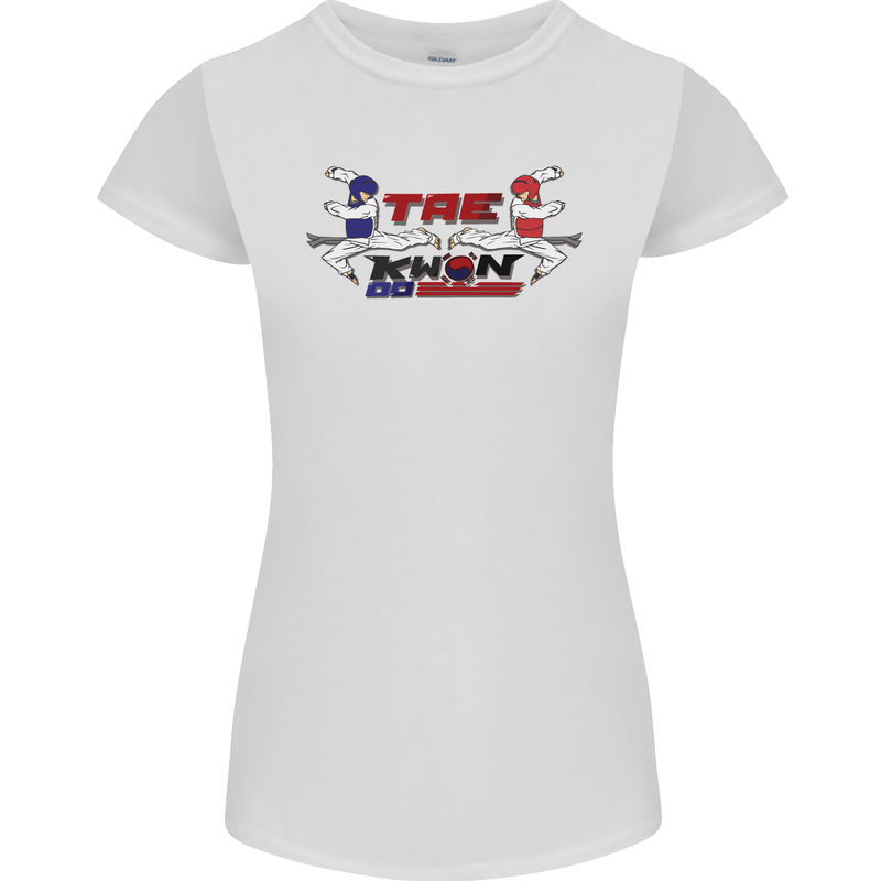 Taekwondo Fighter Mixed Martial Arts MMA Womens Petite Cut T-Shirt White