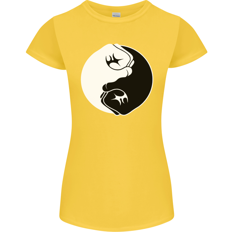 Taekwondo Fighter Mixed Martial Arts MMA Womens Petite Cut T-Shirt Yellow