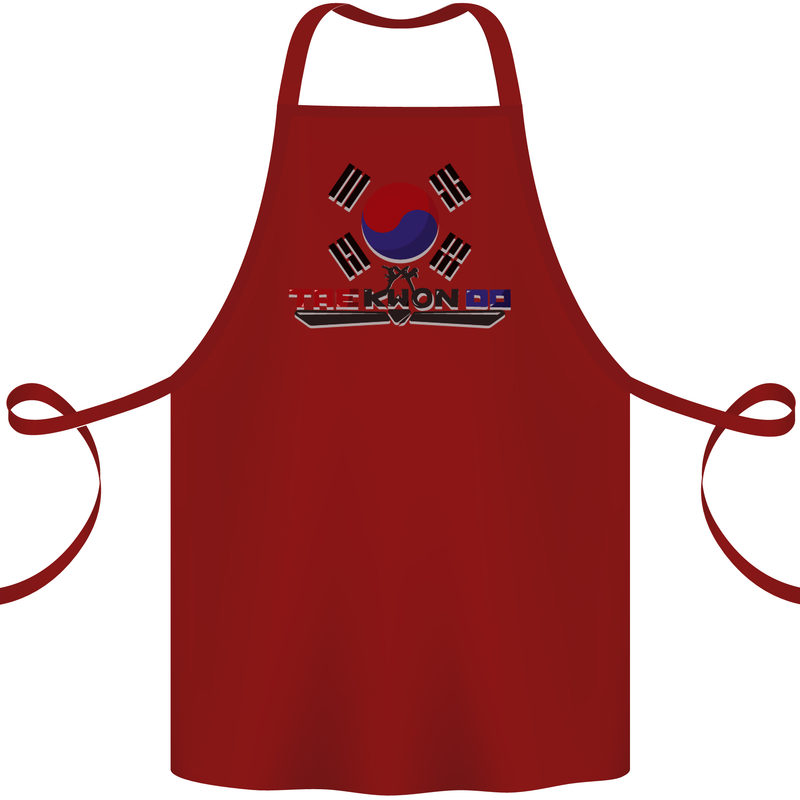 "Taekwondo Fighter Mixed Martial Arts MMA " Cotton Apron 100% Organic Maroon
