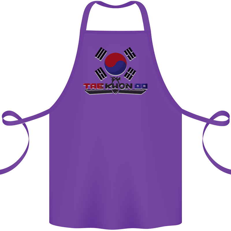 "Taekwondo Fighter Mixed Martial Arts MMA " Cotton Apron 100% Organic Purple