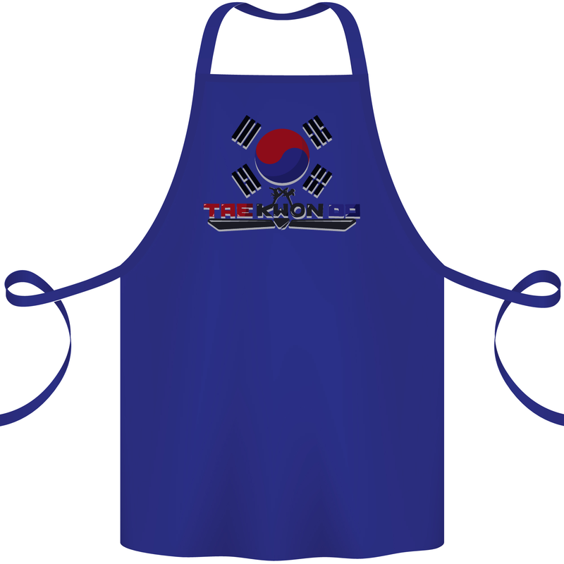 "Taekwondo Fighter Mixed Martial Arts MMA " Cotton Apron 100% Organic Royal Blue