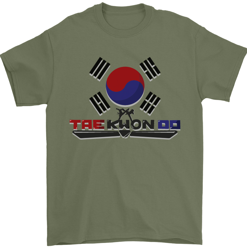 "Taekwondo Fighter Mixed Martial Arts MMA " Mens T-Shirt Cotton Gildan Military Green