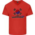 "Taekwondo Fighter Mixed Martial Arts MMA " Mens V-Neck Cotton T-Shirt Red