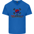 "Taekwondo Fighter Mixed Martial Arts MMA " Mens V-Neck Cotton T-Shirt Royal Blue