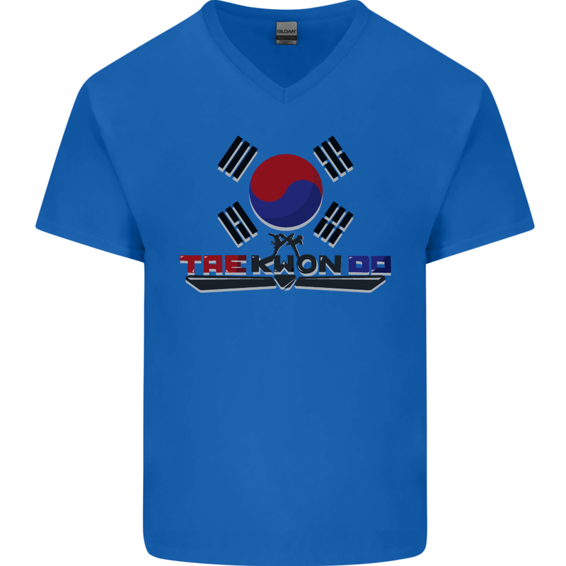 "Taekwondo Fighter Mixed Martial Arts MMA " Mens V-Neck Cotton T-Shirt Royal Blue