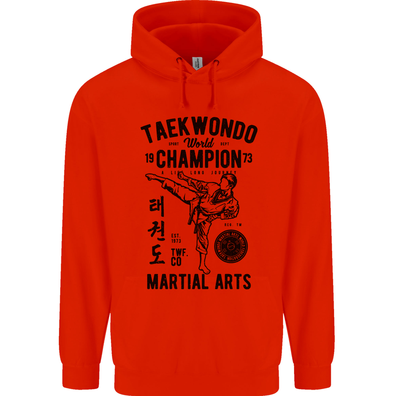 Taekwondo World Champion Martial Arts MMA Childrens Kids Hoodie Bright Red
