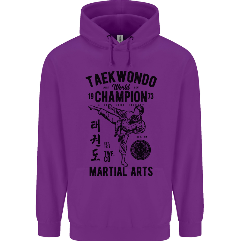 Taekwondo World Champion Martial Arts MMA Childrens Kids Hoodie Purple