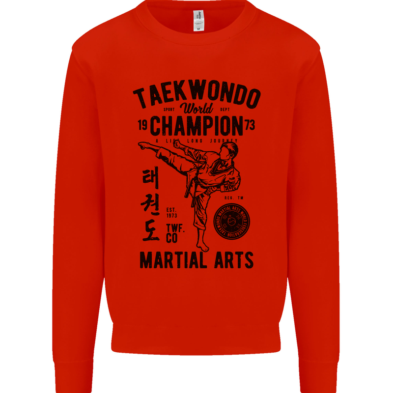 Taekwondo World Champion Martial Arts MMA Kids Sweatshirt Jumper Bright Red