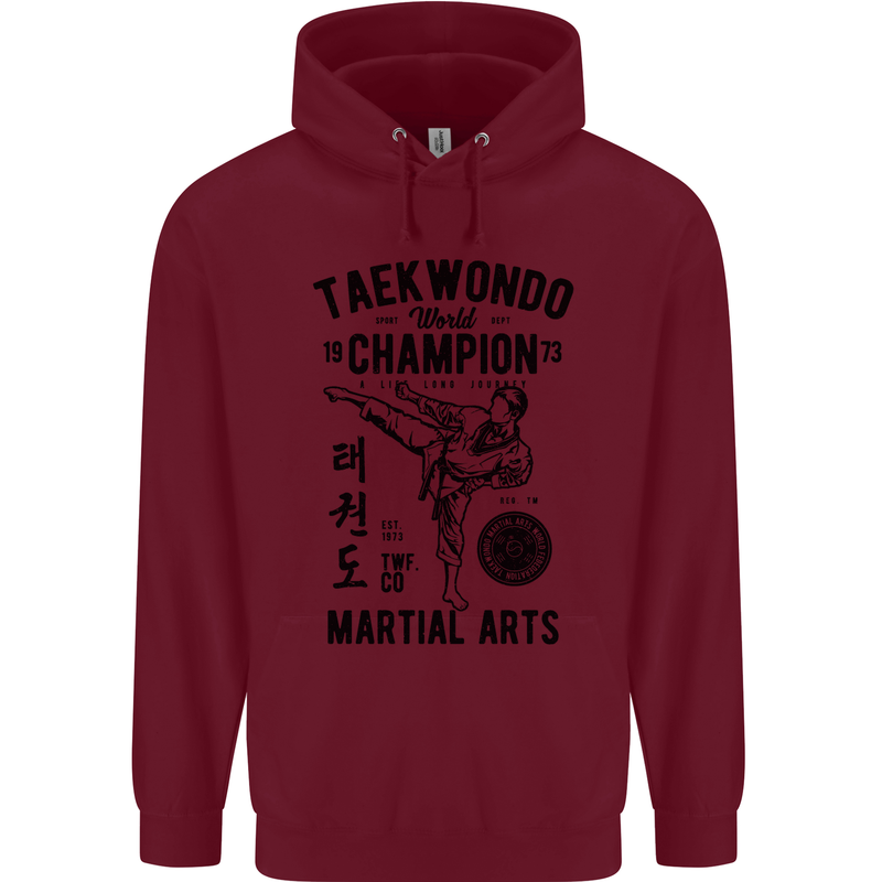 Taekwondo World Champion Martial Arts MMA Mens 80% Cotton Hoodie Maroon