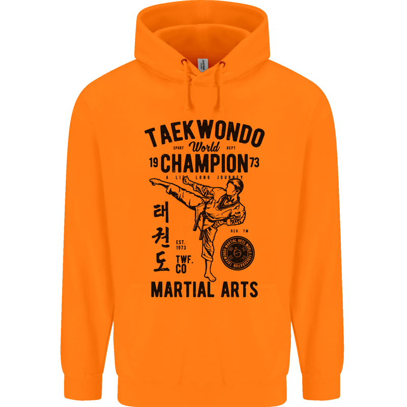 Taekwondo World Champion Martial Arts MMA Mens 80% Cotton Hoodie Orange