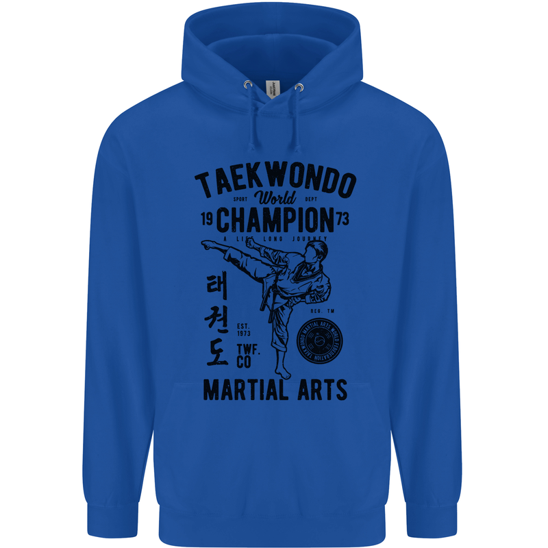 Taekwondo World Champion Martial Arts MMA Mens 80% Cotton Hoodie Royal Blue