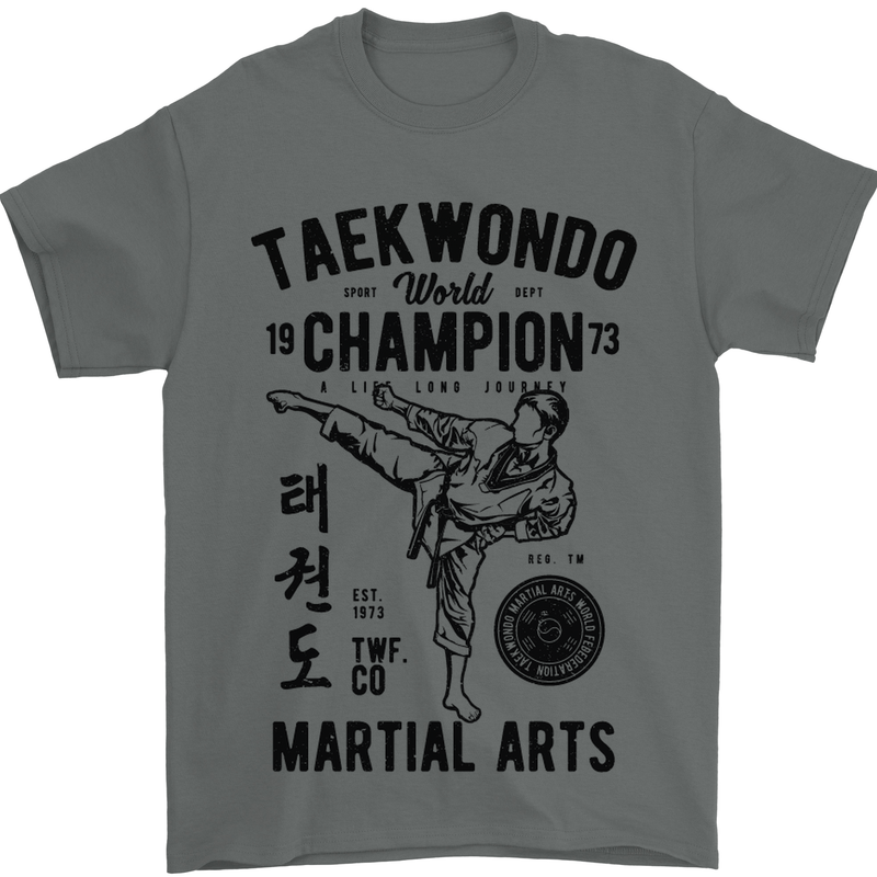 Taekwondo World Champion Martial Arts MMA Mens T-Shirt Cotton Gildan Charcoal