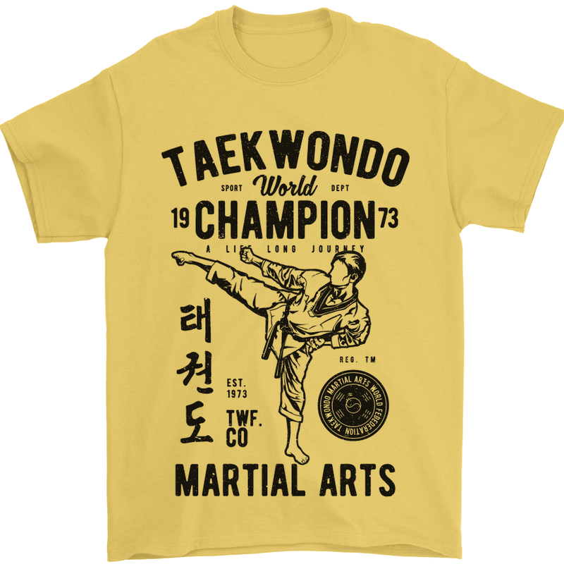 Taekwondo World Champion Martial Arts MMA Mens T-Shirt Cotton Gildan Yellow