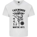 Taekwondo World Champion Martial Arts MMA Mens V-Neck Cotton T-Shirt White