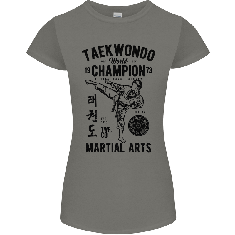 Taekwondo World Champion Martial Arts MMA Womens Petite Cut T-Shirt Charcoal