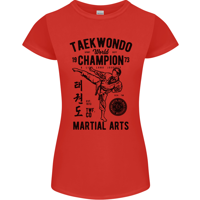 Taekwondo World Champion Martial Arts MMA Womens Petite Cut T-Shirt Red