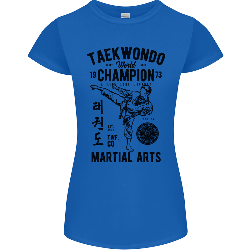 Taekwondo World Champion Martial Arts MMA Womens Petite Cut T-Shirt Royal Blue