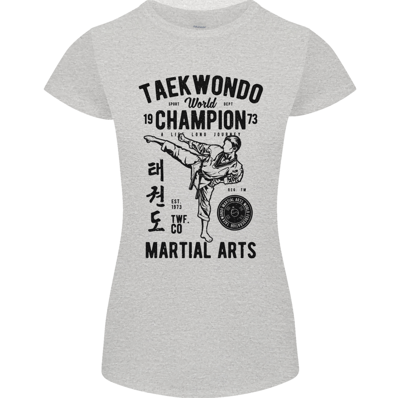 Taekwondo World Champion Martial Arts MMA Womens Petite Cut T-Shirt Sports Grey
