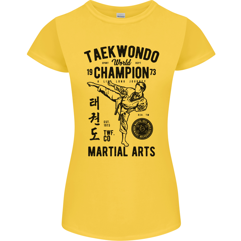 Taekwondo World Champion Martial Arts MMA Womens Petite Cut T-Shirt Yellow
