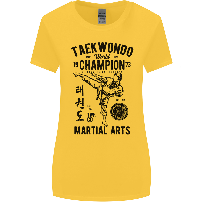 Taekwondo World Champion Martial Arts MMA Womens Wider Cut T-Shirt Yellow