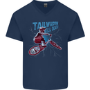 Tailwhippin BMX Cycling Bicycle Mens V-Neck Cotton T-Shirt Navy Blue
