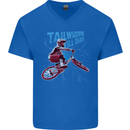 Tailwhippin BMX Cycling Bicycle Mens V-Neck Cotton T-Shirt Royal Blue
