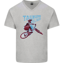 Tailwhippin BMX Cycling Bicycle Mens V-Neck Cotton T-Shirt Sports Grey