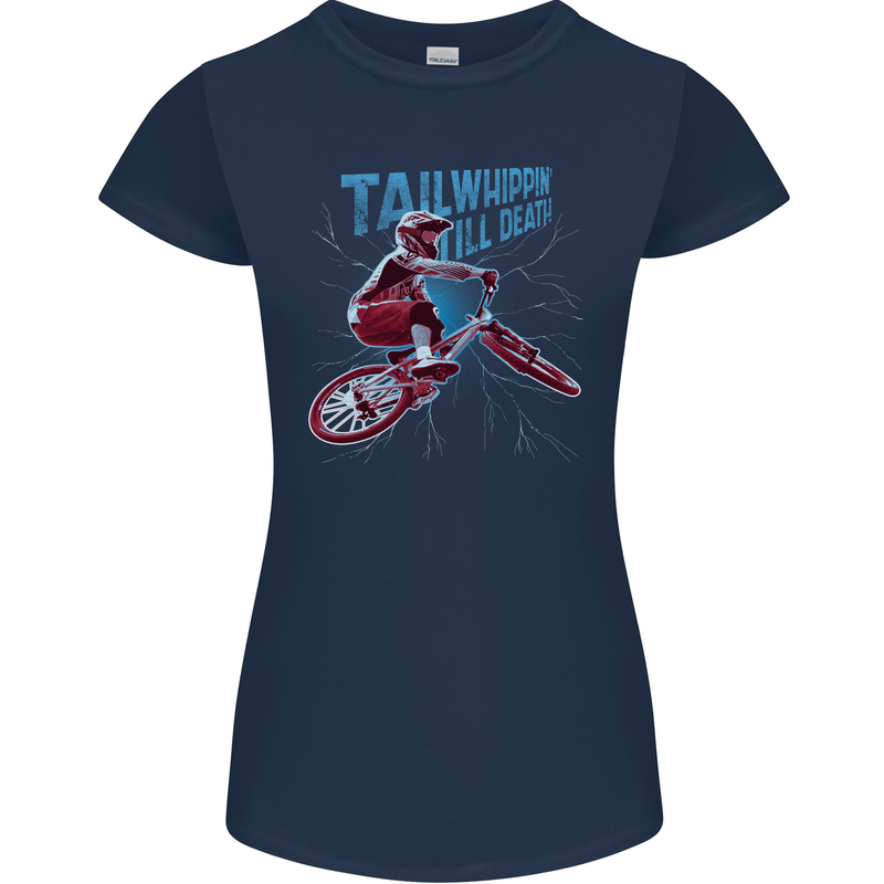 Tailwhippin BMX Cycling Bicycle Womens Petite Cut T-Shirt Navy Blue