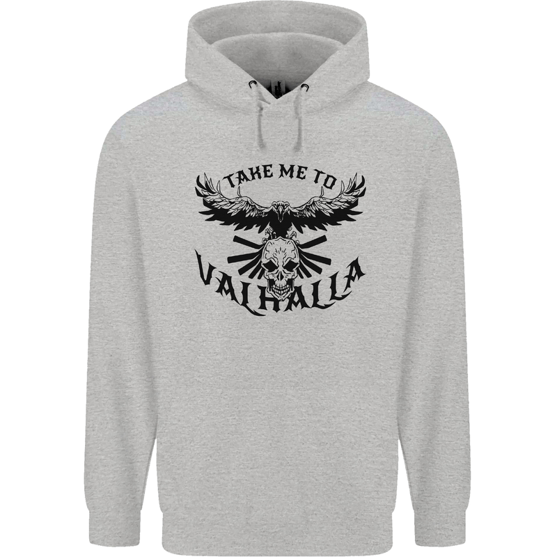 Take Me To Valhalla Viking Skull Odin Thor Childrens Kids Hoodie Sports Grey