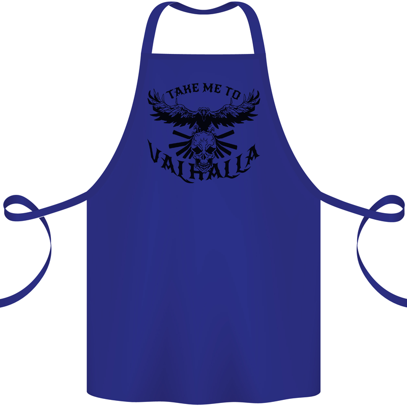 Take Me To Valhalla Viking Skull Odin Thor Cotton Apron 100% Organic Royal Blue