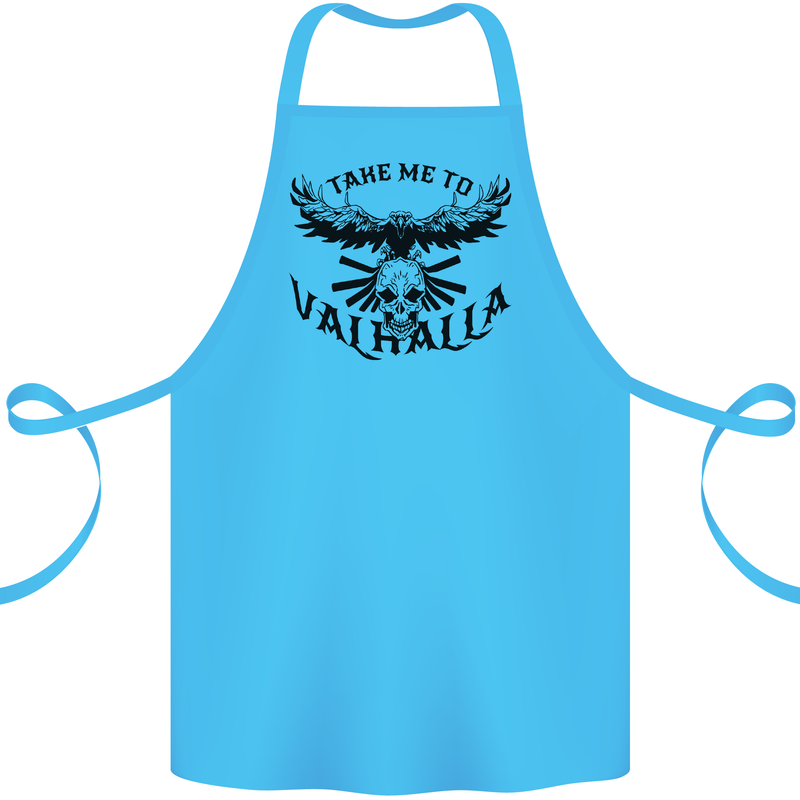 Take Me To Valhalla Viking Skull Odin Thor Cotton Apron 100% Organic Turquoise