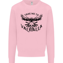 Take Me To Valhalla Viking Skull Odin Thor Kids Sweatshirt Jumper Light Pink