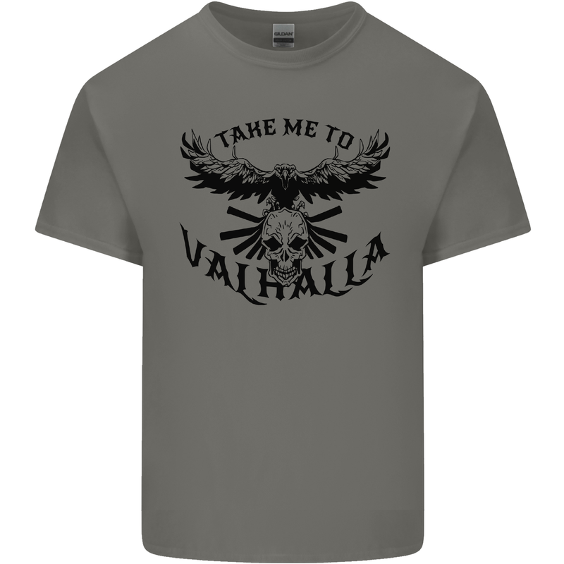 Take Me To Valhalla Viking Skull Odin Thor Kids T-Shirt Childrens Charcoal