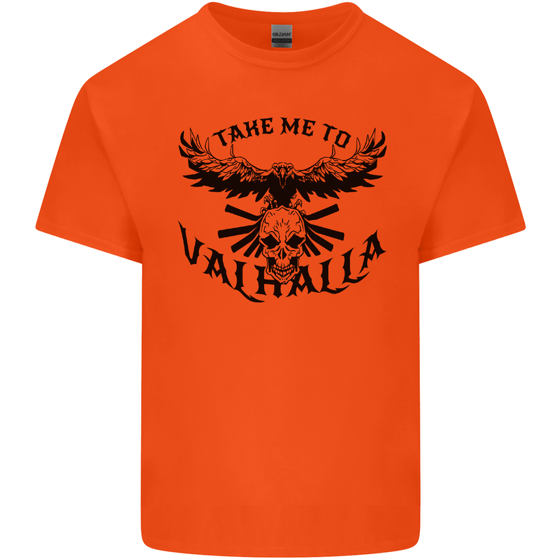 Take Me To Valhalla Viking Skull Odin Thor Kids T-Shirt Childrens Orange