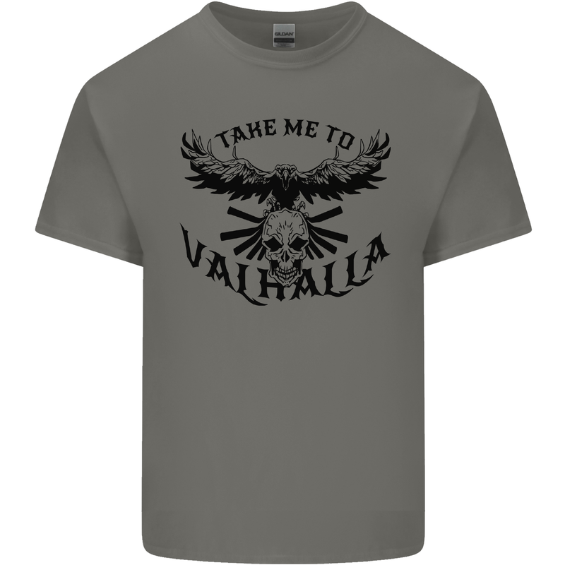 Take Me To Valhalla Viking Skull Odin Thor Mens Cotton T-Shirt Tee Top Charcoal