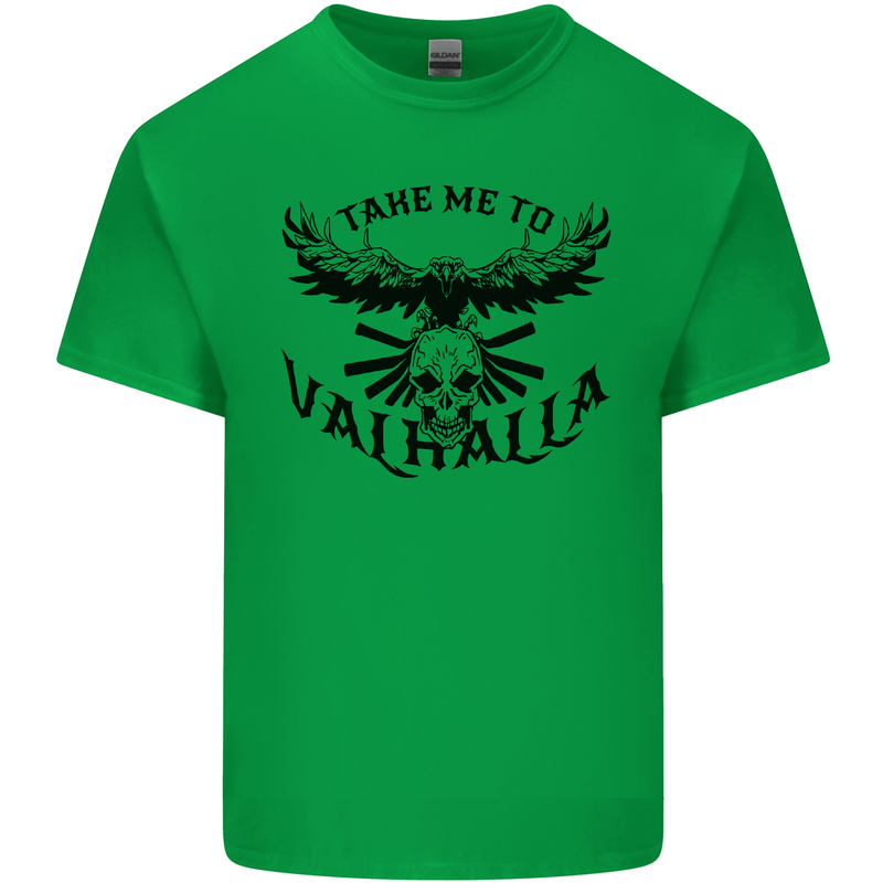 Take Me To Valhalla Viking Skull Odin Thor Mens Cotton T-Shirt Tee Top Irish Green
