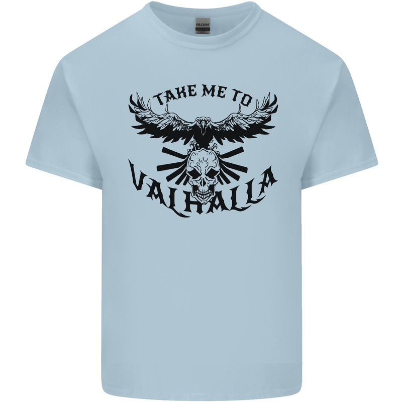 Take Me To Valhalla Viking Skull Odin Thor Mens Cotton T-Shirt Tee Top Light Blue