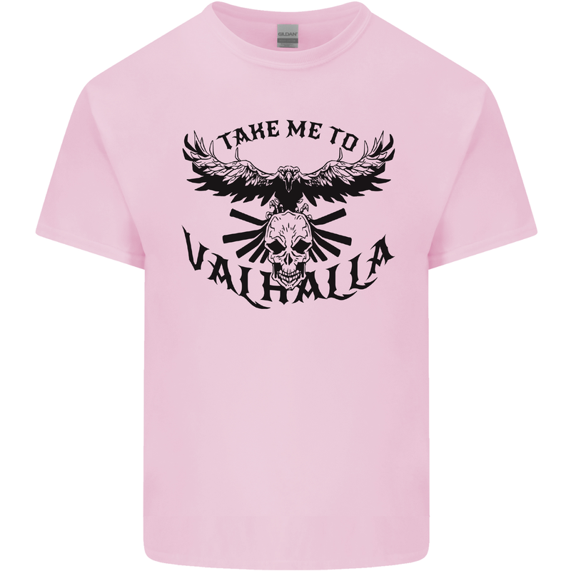 Take Me To Valhalla Viking Skull Odin Thor Mens Cotton T-Shirt Tee Top Light Pink