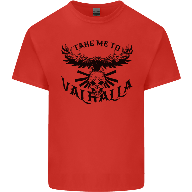 Take Me To Valhalla Viking Skull Odin Thor Mens Cotton T-Shirt Tee Top Red