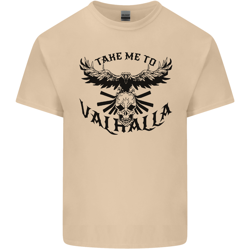 Take Me To Valhalla Viking Skull Odin Thor Mens Cotton T-Shirt Tee Top Sand