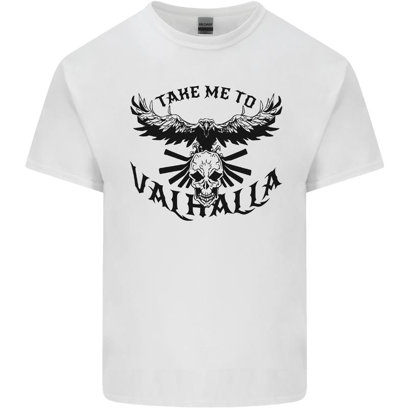 Take Me To Valhalla Viking Skull Odin Thor Mens Cotton T-Shirt Tee Top White