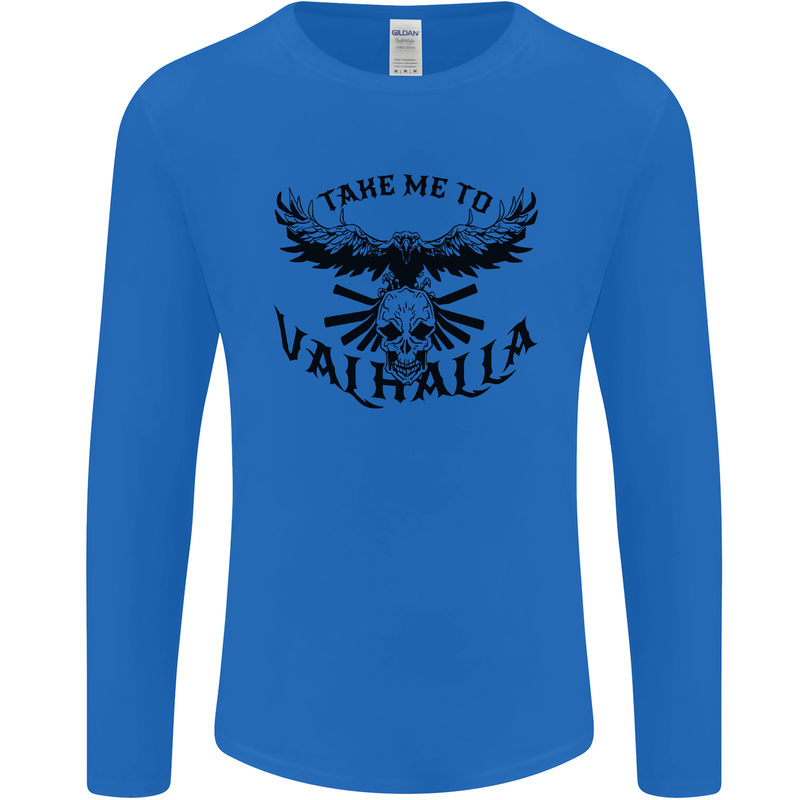 Take Me To Valhalla Viking Skull Odin Thor Mens Long Sleeve T-Shirt Royal Blue