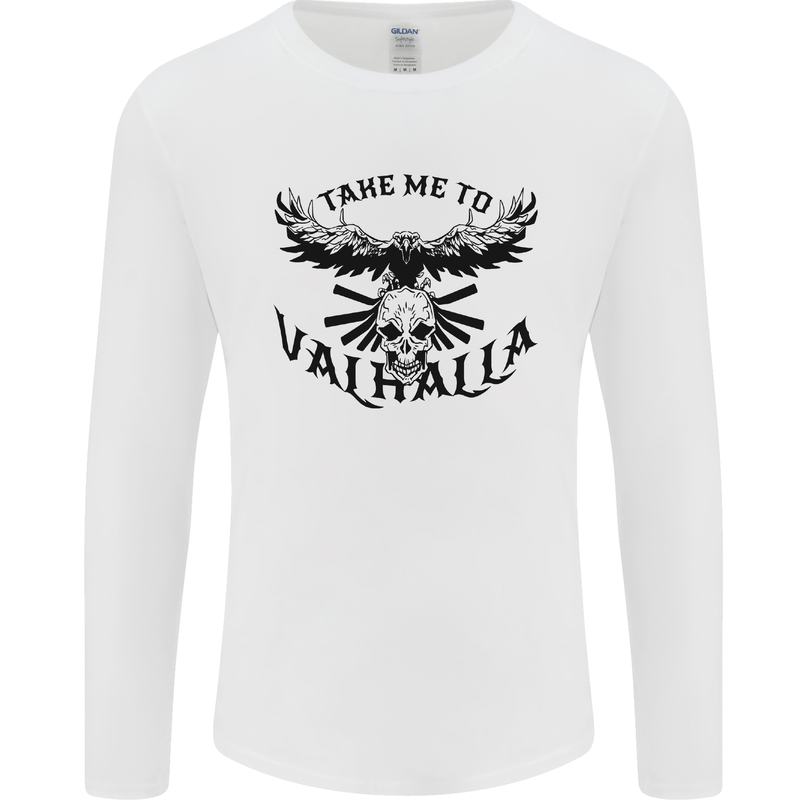 Take Me To Valhalla Viking Skull Odin Thor Mens Long Sleeve T-Shirt White
