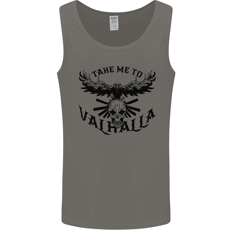 Take Me To Valhalla Viking Skull Odin Thor Mens Vest Tank Top Charcoal