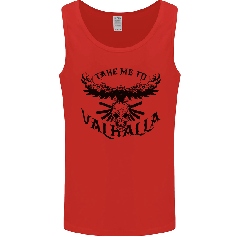 Take Me To Valhalla Viking Skull Odin Thor Mens Vest Tank Top Red